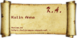Kulin Anna névjegykártya